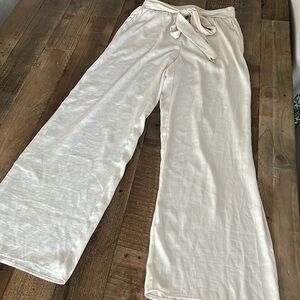 MELLODAY Sheer Off White/Ivory/Cream PANTS Trousers  SMALL